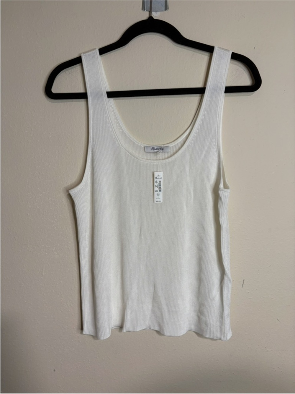 NWT Madewell Ivory Ribbed Tank Top - Classic Scoop Neck